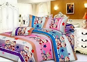 Lenjerie de pat pentru o persoana cu husa elastic pat si fata perna dreptunghiulara, Amazing, bumbac mercerizat, multicolor