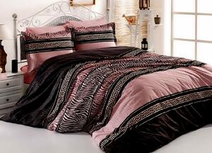 Lenjerie de pat pentru o persoana cu husa elastic pat si fata perna dreptunghiulara, Rose, bumbac ranforce, gramaj tesatura 120 g mp, multicolor