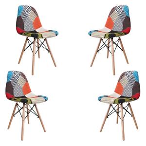 Set 4 scaune dining/bucatarie MF Ariel, textil patchwork