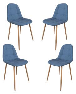 Set 4 scaune dining Hans, textil, albastru denim