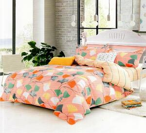 Lenjerie de pat pentru o persoana cu husa elastic pat si fata perna dreptunghiulara, Angel Falls, bumbac mercerizat, multicolor