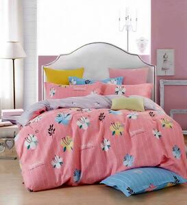 Lenjerie de pat pentru o persoana cu husa elastic pat si fata perna dreptunghiulara, Denali, bumbac mercerizat, multicolor