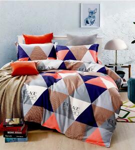 Lenjerie de pat pentru o persoana cu husa elastic pat si fata perna dreptunghiulara, Arizona, bumbac mercerizat, multicolor