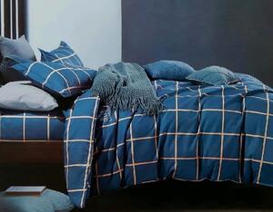 Lenjerie de pat pentru o persoana cu husa elastic pat si fata perna dreptunghiulara, Luxor, bumbac mercerizat, multicolor
