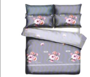 Lenjerie de pat pentru o persoana cu husa elastic pat si fata perna dreptunghiulara, Verdon Gorge, bumbac mercerizat, multicolor