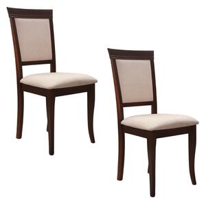 Set 2 scaune dining din lemn de fag Napoli, nuc, textil Solo 22