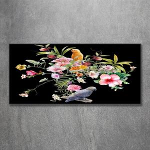 Imagine de sticlă Flori și păsări
