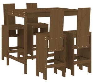 Set mobilier bar de grădină, 5 piese, maro miere lemn masiv pin