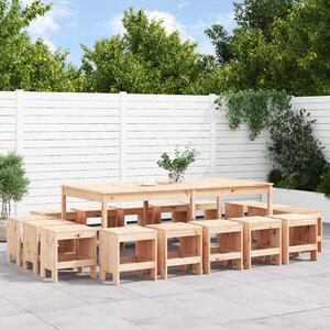 Set mobilier de grădină, 17 piese, lemn masiv de pin