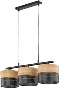 TK Lighting Nicol lampă suspendată 3x15 W negru-lemn 4801