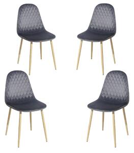Set 4 scaune dining Abby, stil scandinav, catifea, picioare metalice, gri inchis