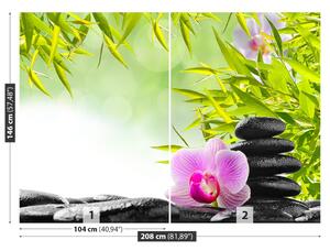 Fototapet Bambus și Orchid