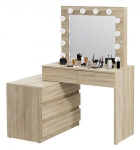 MBMTS3 - Set Masa toaleta, 115 cm, cosmetica machiaj, masuta vanity, oglinda cu LED-uri - Sonoma