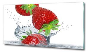 Fotografie imprimată pe sticlă Căpșuni și apă