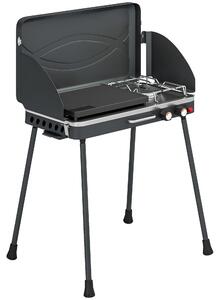 Outsunny Grătar barbecue compact cu arzător pentru camping | Aosom Romania