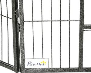 PawHut Țarc Modular pentru Animale Domestice, 16 Panouri din Oțel, 2 Uși cu Zăvor, 80x60x1.5 cm, Negru | Aosom Romania