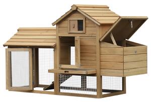 PawHut Coteț Prefabricat din Lemn pentru 2 Găini cu Gard pentru Grădină 150.5 x 54 x 87cm