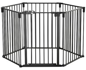 PawHut gard pentru animale, cu poarta, din 6 piese, neagra | AOSOM RO