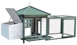 Cotet de gaini PawHut, lemn 196x76x97cm, alb/verde | AOSOM RO