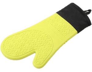 Manusa de bucatarie Pufo Simple din silicon pentru gratar sau cuptor, captusita, 37 cm, verde/negru