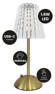 Lampă LED tactilă reîncărcabilă dimabilă de masă ELBA LED/1,6W/800 mAh auriu/transparent