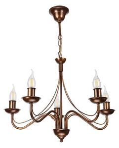 Candelabru ANTON cu lanț, 5 x E14 / 15W / 230V, bronz