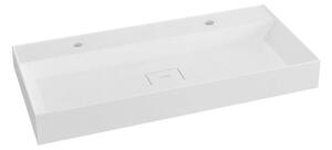 Chiuvetă dublă albă din compozit mineral 96x44 cm Godiva – Sapho