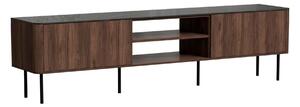Comodă TV Miravio 106, Marmură neagră, Nuc, PAL laminat, MDF, 55x200x40cm, 42 kg
