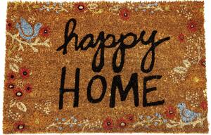 Covor de intrare Pufo cu mesaj amuzant, Happy Home, 60 x 40 cm, maro