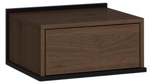 Noptieră suspendată Zenar cu sertar 50 cm - nuc elegant / negru