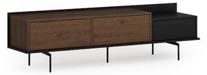 Comodă TV Zenar 200 cm cu picioare metalice și sertar - nuc elegant / negru