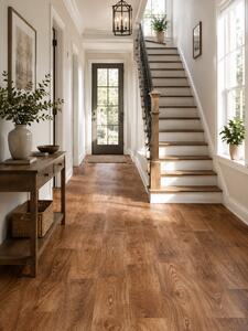 Linoleum PVC, Country Dark Confort, Maro, Latime 2.5 m, Imitatie Parchet, Suport Pasla
