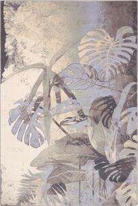 Covor gri/crem din lână 133x180 cm Plants – Agnella