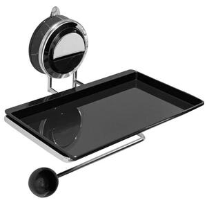 Veloraluxe™ Suport Hârtie Igienică Cu Prindere Prin Vacuum și Poliță, Negru