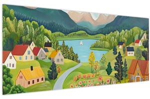 Tablou - Sat în Munți (120x50 cm)