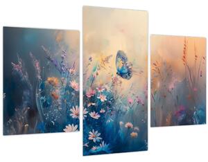 Tablou - Pajiște cu Fluture (90x60 cm)