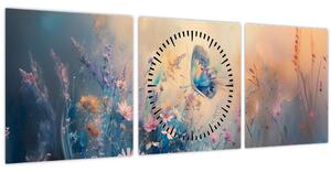 Tablou - Pajiște cu Fluture (cu ceas) (90x30 cm)