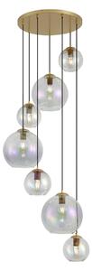 Lampă suspendată Art Deco aurie cu sticlă curcubeu cu 7 lumini - Sandra