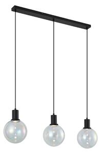 Lampă suspendată de design neagră cu sticlă curcubeu dreptunghiulară cu 3 lumini - Mallon