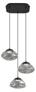 Lampă suspendată de design neagră cu sticlă fumurie cu 3 lumini - Gus
