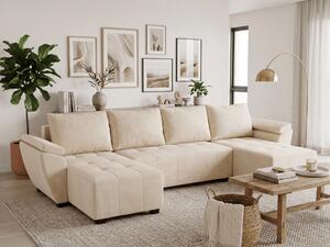 Coltar extensibil in forma de U LIVARO, crem, 305x140 cm