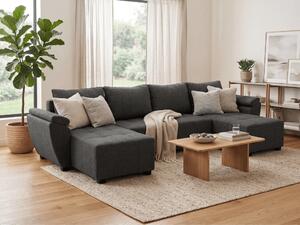 Coltar extensibil in forma de U LIVARO, gri inchis, 305x140 cm