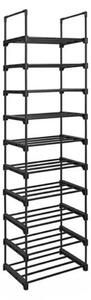 Raft stivuibil pentru încălțăminte TUBE, 10 polițe, 45x30x174cm, negru SongmicsHome