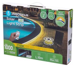 Bandă LED solară dimabilă Aigostar LED/10W/3,2V 10 m 2700K IP65 + telecomandă