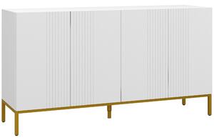HOMCOM Bufet Modern pentru Living cu 4 Uși și Rafturi Reglabile, Închidere Moale, 140x40x75 cm, Alb | Aosom Romania