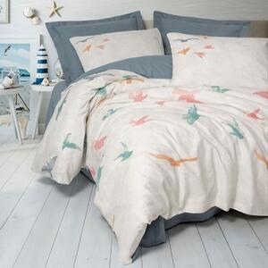Lenjerie pat 1 persoana, bumbac 100% ranforce, cearceaf pilota 160x220cm, Cotton Box, Kaija Pescarusi