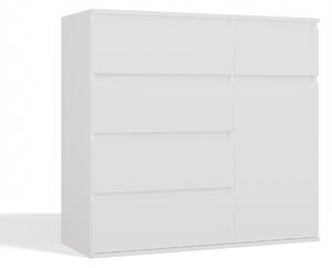 Comodă Elbvelu 130Alb, Cu sertare și uși, 9x10x4cm