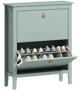 HOMCOM Pantofar cu 2 Sertare Rabatabile pentru 14 Perechi de Pantofi și Rafturi Reglabile, 80x24x95.5 cm, Verde | Aosom Romania