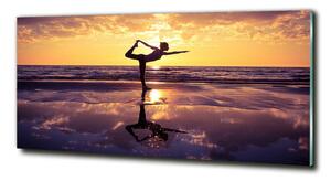 Tablou din Sticlă Yoga pe plajă