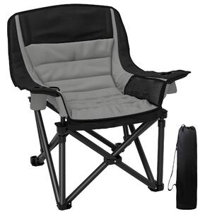 Outsunny Scaun de Camping Pliabil cu 2 Suporturi pentru Pahare și Buzunare Laterale, 99x71x103 cm, Gri | Aosom Romania